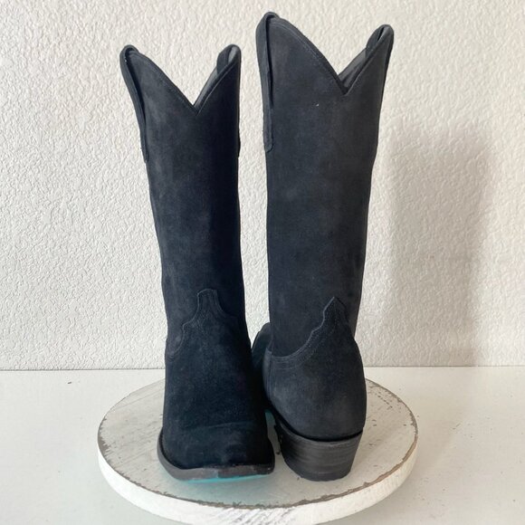 Black Suede Heeled Boots - Picture 11 of 14